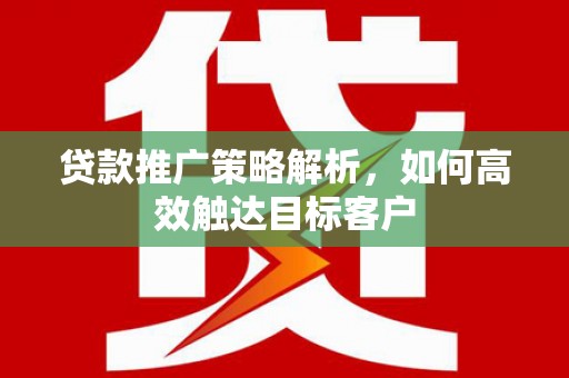达日贷款推广策略解析，如何高效触达目标客户