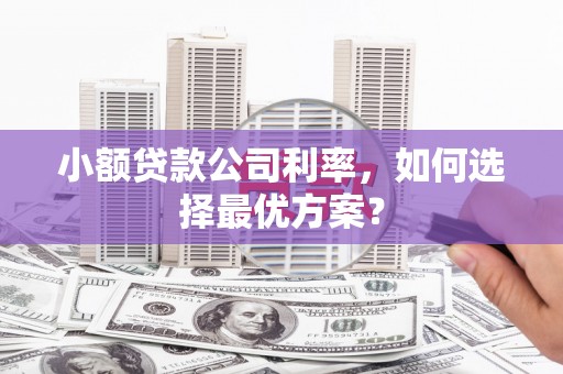 达日小额贷款公司利率，如何选择最优方案？